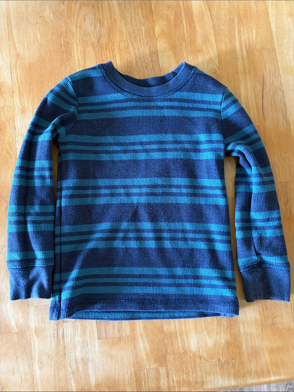 jumping beans Navy & Turquoise Striped Long-Sleeve Crewneck Tee